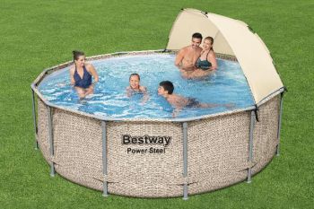 Bestway Zwembad power steel set rond rotan 396 x 107